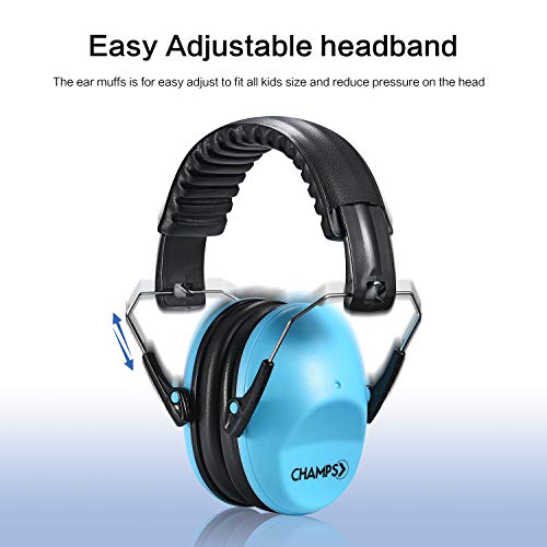 Champs Ear Muffs for Noise Reduction Earmuff Noise Protection Reduction Headphones for Toddlers Kid Children Teen NRR 25dB Safety Hearing Ear Muff Air Shows, Concerts, Firework, Study [Blue] - color: Blue