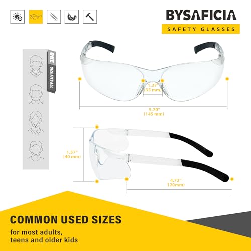 12 Pack Clear Safety Glasses Bulk, UV Protection Safety Goggles with Scratch Resistant Polycarbonate Lens, Protective Eyewear for Men Women, ANSI Z87.1 Eye Protection Glasses - color: Clear Lenses