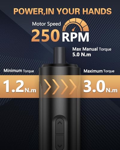 Bomivoi Electric Screwdriver, Rechargeable Cordless Power Screwdriver, 3 Torque Settings, Max 5 N.m, 1/4'' 6 Double-Ended Bits, 1500mAh Battery, LED Lights, Repair Tool for DIY Furniture Electronics
