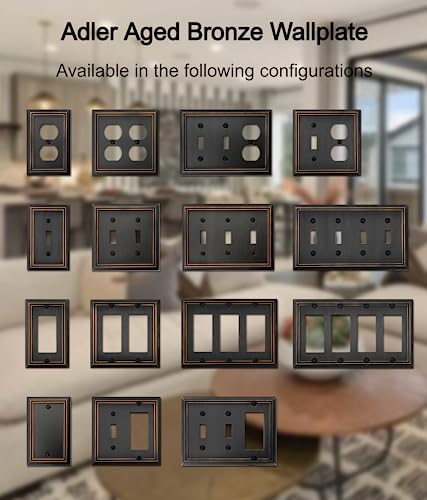 OKAWYC Single Decorator Light Switch Cover Adler Metal Wall Plate, 2-Pack Aged Bronze 1 Gang Single Rocker, for Receptacle Dimmer Switch GFCI Outlet, Switch Cover Decorative Wallplate, Durable - style: 1 Decorator 2PK