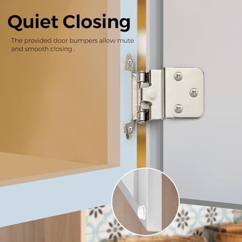 30 Pack 15 Pair Brushed Nickel Cabinet Hinges, 3/8" Inset Kitchen Hinges - color: Satin Nickel, size: 3/8" Inset