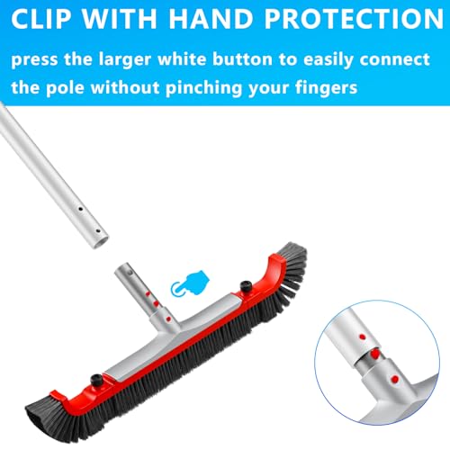 Pool Brush Head for Cleaning Walls,Heavy Duty Inground/Above Ground Aluminum Swimming Pool Scrub Brushes with Curved Ends - size: 22" Curved