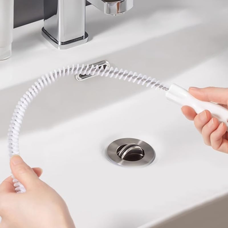 1 Pack Sink Drain Overflow Cleaning Brush, 17.7 Inch Flexible Sewer Hair Catcher for Bathroom Tub and Wash Basin