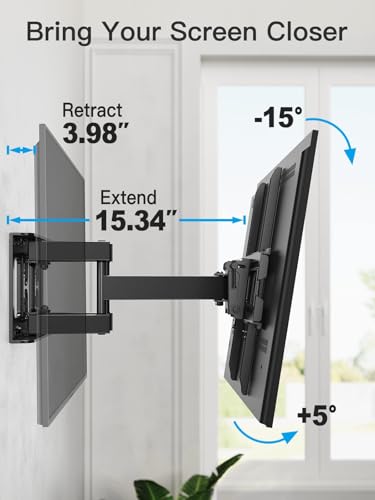 Pipishell TV Wall Mount for 26-74 inch LED LCD OLED 4K TVs up to 99lbs, Full Motion TV Mount Bracket Articulating Swivel Extension Tilting Leveling Max VESA 400x400mm, Fits 12/16 Inch Wood Studs - size: 26-74 inch TVs, style: TV Mount without LED
