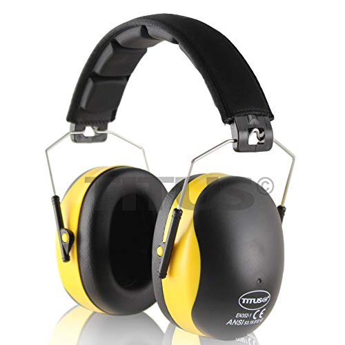 TITUS 3 Series, Onyx 37 Original Highest NRR Noise Reduction Earmuffs - color: Black/Yellow (Premium Band / With Pouch)