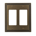 Amerelle Steps Double Rocker Cast Metal Wallplate in Rustic Brass - color: Rustic Brass, size: 2 Rocker