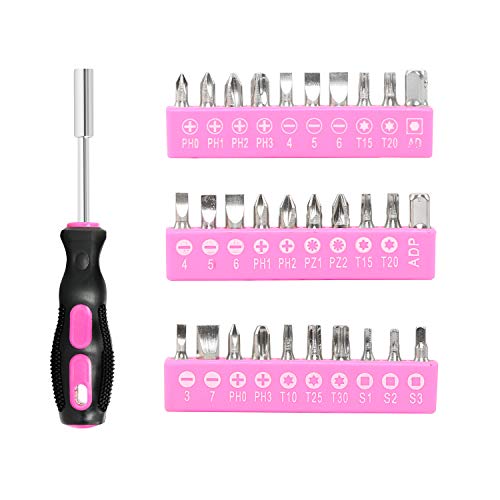 89 Piece Pink Tool kit, Ladies Hand Tool Set with Easy Carrying Round Pouch Household Tool Kit Perfect for DIY, Home Maintenance and Dorm Repair