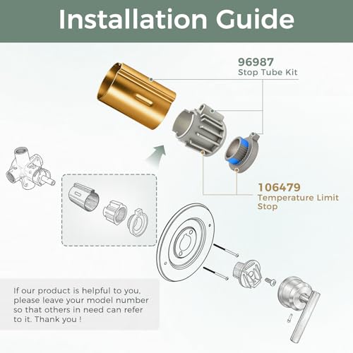 Compatible with Moen Stop Tube and Temperature Limit Stop Kit, Brushed Gold - color: Brushed Gold