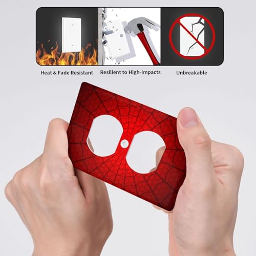 Spider Web Duplex Outlet Cover Plate | Fits standard 2-gang toggle and rocker switches, Durable polycarbonate thermoplastic with fade-resistant printed finish - color: Spider Web, size: Duplex Outlet