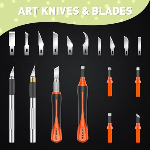JETMORE 22 Pcs Exacto Knife Set, Hobby Knife with Exacto Blades and Case - color: Orange-22pcs