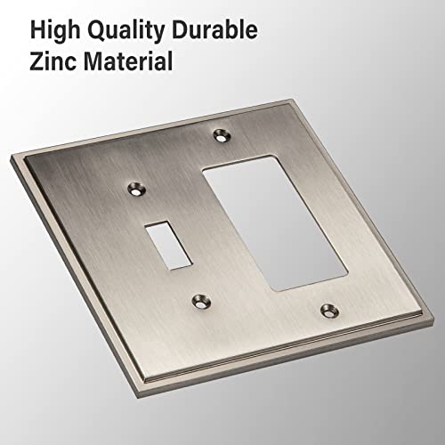Henne Bery Soft Modern Decorative Wall Plate Switch Plate Outlet Cover (Toggle/Decorator, Satin Nickel) - style: Toggle/Decorator
