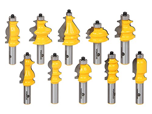 YONICO Architectural Molding Router Bits Set 10 Bit 1/2-Inch Shank 16101 - style: 10 Bit Set - 1/2" Shank