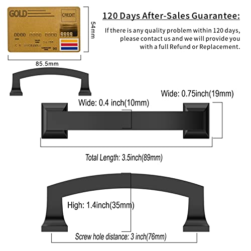 Amerdeco 10 Pack Matte Black 3 Inch(76mm) Hole Centers Kitchen Cabinet Pulls Cabinet Hardware Kitchen Handles for Cabinets Cupboard Handles Drawer Pulls ZH0009MB - color: Matte Black, size: 3"/76MM Hole Center