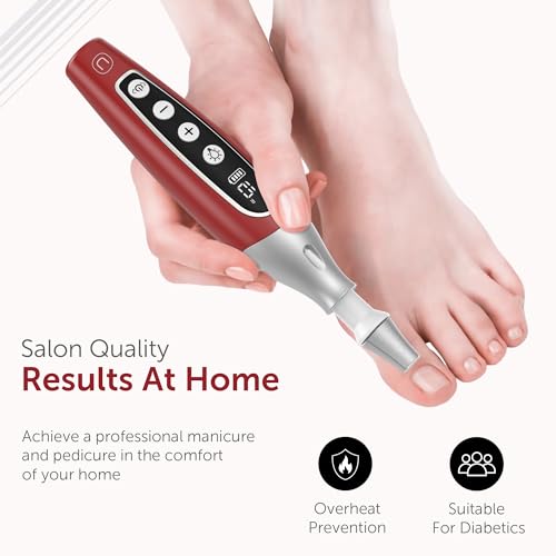 PediLux Pro Professional Manicure Pedicure Kit, Cordless Electric Nail File Drill Set, Thick Toenail Grinder, Toe Nail Dremel Tools, Filer, Buffer, Sander, Remove Cuticles, Callus for Women & Men - style: Red (Limited Edition)