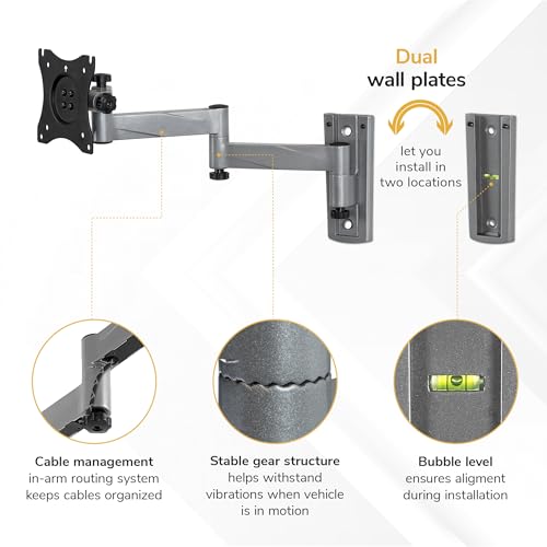 Mount-It! Lockable RV TV Mount for Camper, Trailer, Motorhome, Truck & Boat, Full Motion, Quick Release, Rust-Resistant Aluminum, Dual Wall Plates for Indoor & Outdoor, 19-43 TVs, 33 lbs, VESA 200x200