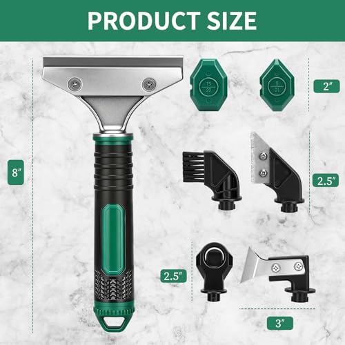 6 in 1 Caulking Tool & Caulk Remover Tool Kit with Dual-End Multi-Function Handle – Grout Removal Tool & Scraper for Bathroom, Kitchen, Tile Sealing