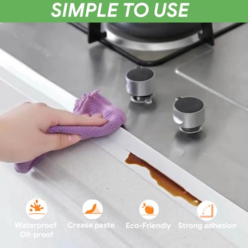 2 Pack Caulk Strip, 1.5" x 10.5Ft PVC Self Adhesive Caulk Tape, Sealing Waterproof Silicone Tape for Bathroom Bathtub Kitchen Toilet Wall Windows - color: 2 Pack, White