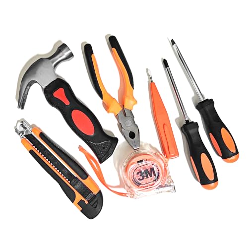 8 Piece Hand Tool Set, High Strength Steel Tools for Home Repair, Car Maintenance, Furniture Assembly with Convenient Storage Case, Basic Tool Kit for Home Use