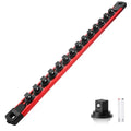 Reniteco Magnetic Socket Organizer, 3/8” Aluminum Alloy Rail, 14 Clips - color: Red, size: 3/8-inch Drive