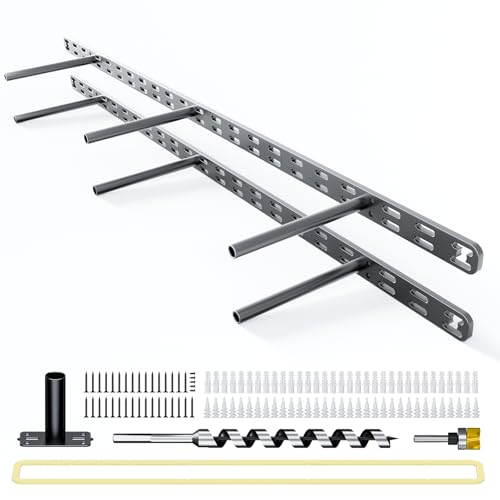 2pcs Floating Shelf Bracket Heavy Duty,Decorative Floating Shelf Hardware Hidden Black Metal Fireplace Mantel Brackets (34"X8"X1.0" with Tools) - size: 34"X8"X1.0"