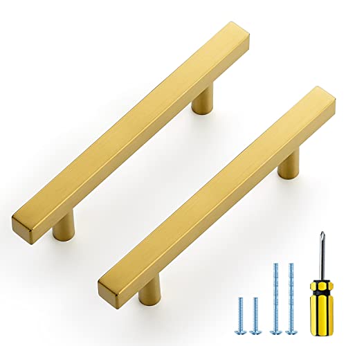 Ravinte Gold Cabinet Handles 3-3/4 Inch 10 Pack, Square Cabinet Pulls - size: 3-3/4 Inch Hole Centers