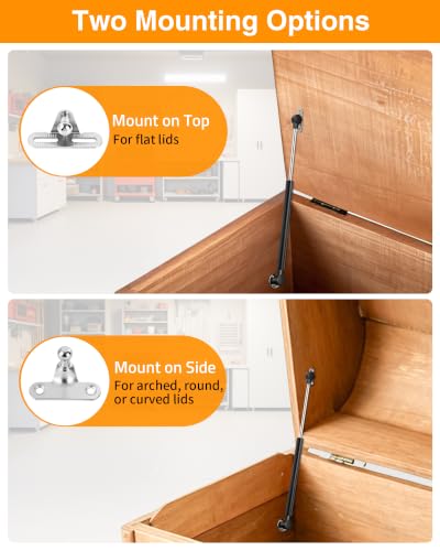 2 Pack Toy Box Hinges Soft Close 15 inch, 150N Gas Strut Slow Close Hinges - color: Black