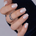 CurvLife Short Square Apricot Design Press On Nails, Milky White, Soft Gel - color: Clean Milky Nude