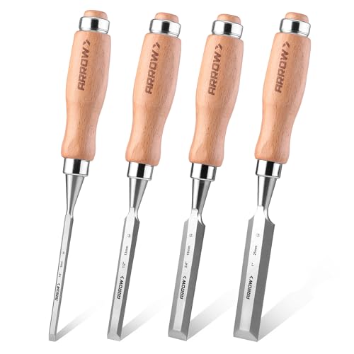 ARROW Wood Chisel Set, 4PCS CR-V Steel Chisel Tools