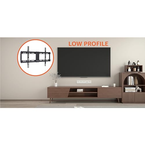 Amazon Basics Low Profile TV Wall Mount with Horizontal Post Installation Leveling for 37 to 86 inch TVs, Wood Studs Compatible, Black - style: Fixed