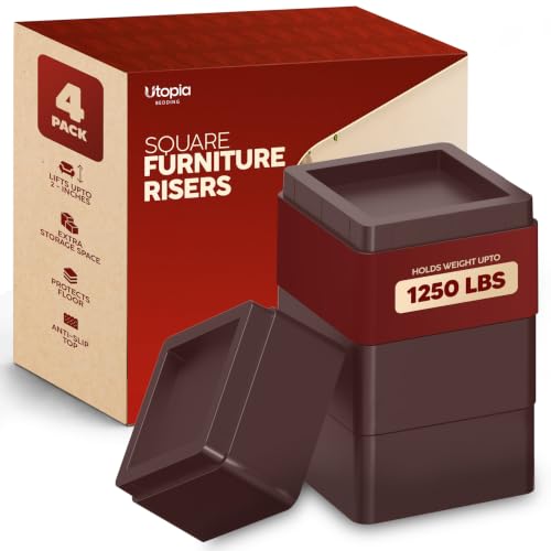 Utopia Bedding Adjustable Bed Risers 2 Inch, Brown, 4-Pack - color: Brown, size: 2 Inch (Pack of 4)
