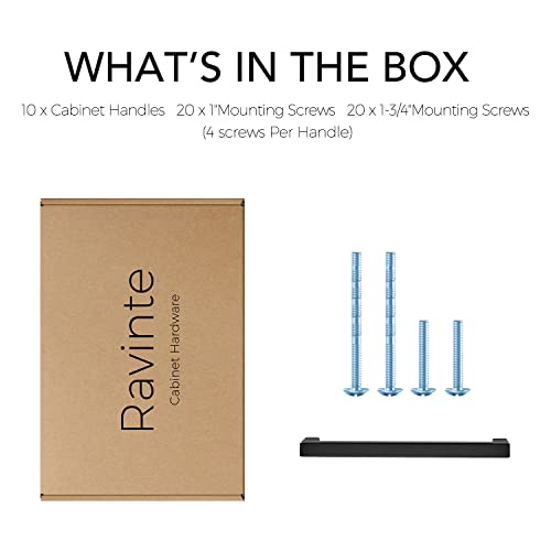 Ravinte Matte Black Cabinet Handles Square Pulls 6-1/4 Inch 10 Pack - size: 6-3/4 Inch (6-1/4 Inch Hole Center)