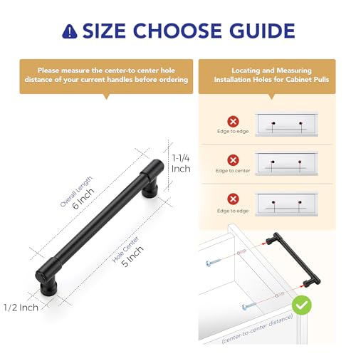 Ravinte Matte Black Kitchen Pulls Cabinet Handles 5 Inch 5 Pack - color: Matte Black, size: 5 Inches Hole Center