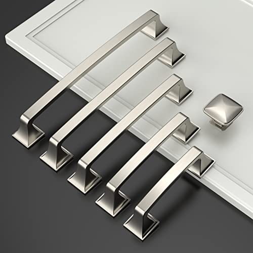 Amerdeco 10 Pack Brushed Satin Nickel 10 Inch(254mm) Hole Centers Kitchen Cabinet Pulls Hardware Kitchen Handles for Cabinets Cupboard Handles Drawer Pulls - color: Brushed Satin Nickel, size: 10" hole center
