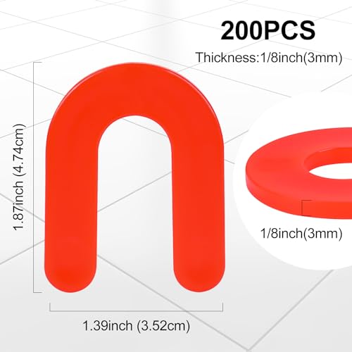 Horseshoe Shims Tile Spacers 1/8 Inch (3mm) 200Pcs U-Shaped Plastic Shims for Tiling Leveling System Floor Wall Ceramic Tile Stone Installation - Black - color: Red, size: 1/8"-200 Pcs