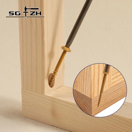 Pocket Hole Screws #8 x 2-1/2" (206Pcs) 2lb. Carbon Steel, Tan, Washer Head, Coarse Thread, Square Drive,150MM Drive Bit Included - color: Tan, size: #8 x 2-1/2"