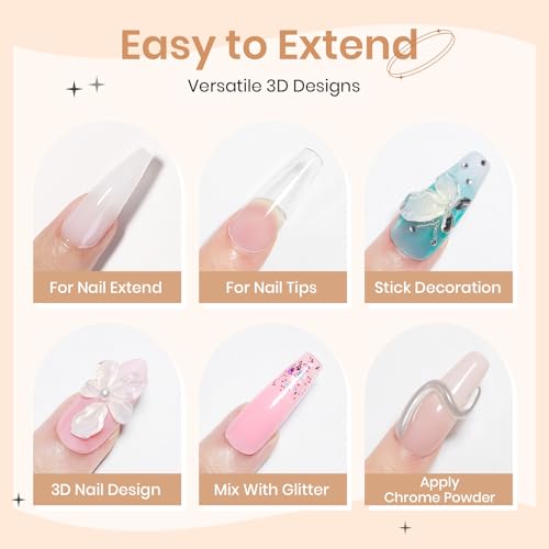 3d Gel Nail Art Sculpture Non Stick Hand Molding Gel for Nails | Multifunctional Solid Builder Gels for Extension Carving Sculpting Beauty Charms for Beignner and Salon DIY - color: Clear&Pink&Pearl White