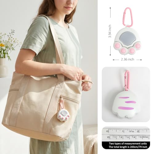 White Cat Paw Fashion Measuring Tape 79", Sewing Gifts w/Keychain - color: A1-White Cat Paw