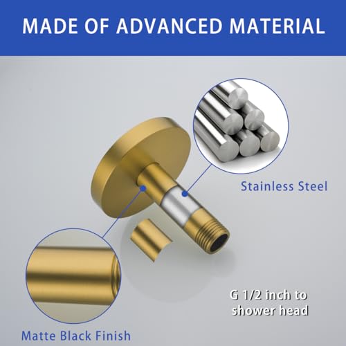 Wall Mounted Stainless Steel Shower Arm Shower Head Extension Pipe Bathroom Accessories 4 Inch Champagne Bronze,SW-RD91038-4CB. - color: Circular Flange-4" Champagne Bronze