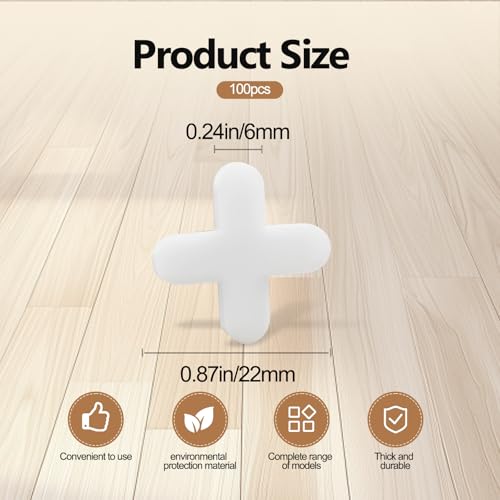 100 Pcs 6 mm (1/4 Inch) Plastic Tile Spacers for Stone and Ceramic Tile - color: 6mm 1/4 Inch White