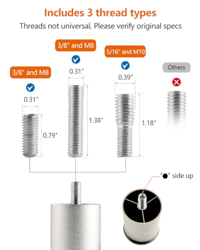 Adjustable Furniture Legs 8 Inch Silver Bed Support Legs Cylinder M8 Screw in Bathroom Cabinet Legs Risers Replacement Couch Metal Leg End Table Feet - color: Silvery, size: 8 inch(4pcs)