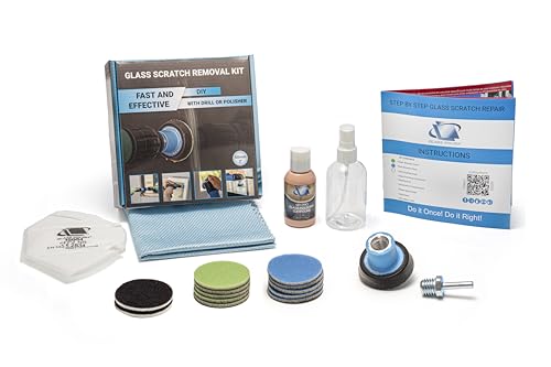 GLASS POLISH DIY Glass Scratch Removal Kit 2” (50mm) - Effective Glass Polishing with Drill or Polisher, Repairs Deep Scratches, Removes Surface Damage and Restores Original Clarity & Shine - size: 2 inch (15 Abrasives)