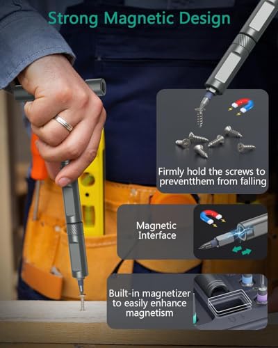 ORIA 42 in 1 Magnetic Screwdriver Set, Multi Bit Ratchet Screwdriver Set With T Handle, Portable DIY Repair Tool Kit for Electronic Repair, Furniture, Bicycle, Computer - color: Grey