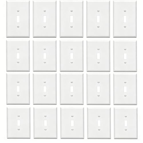 ZEFTV Over-Size Toggle Light Switch Wall Plates 1-Gang 5.5" x 3.5" Switch Electrical Cover Plate Unbreakable Thermoplastic Faceplate, White (20 Pack) - color: Over-Size,Single Toggle, size: 20 Pack