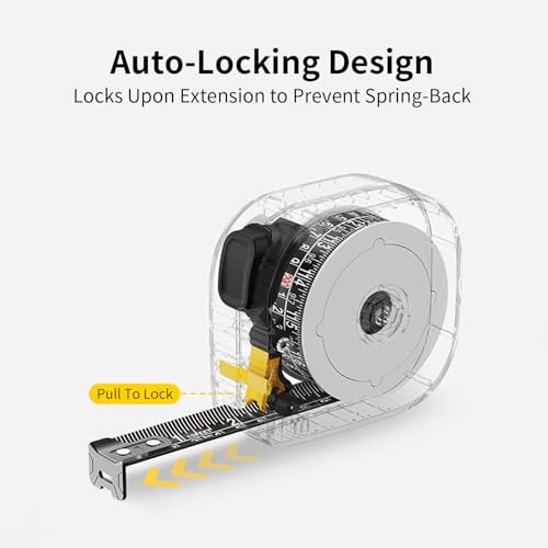 SEESE Mini Retractable Tape Measure: 10 ft (3 m) Self-Locking & Metric/Imperial Dual Scale for Home Improvement DIY Projects & Woodworking Enthusiasts