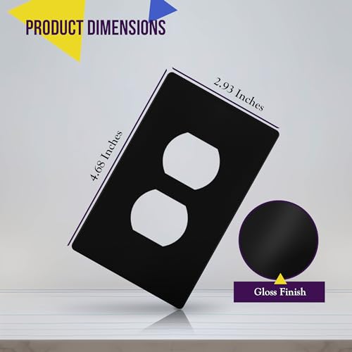 ENERLITES Screwless Duplex Outlet Covers Wall Plate, 1-Gang, 1 Pack, Black - color: Black, size: Screwless
