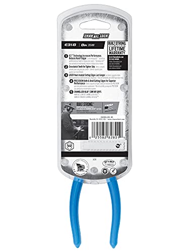 Channellock Needle-Nose Pliers E318 - Long Nose, High Carbon Steel, Blue Handle - 8-Inch Combination - size: 8 Inch Combination Long Nose
