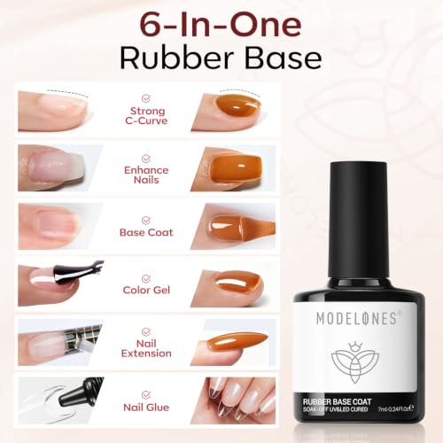 modelones Fall Jelly Rubber Base Gel Polish Set Brown Burgundy 6 Color Gift - color: Autumn Base Color