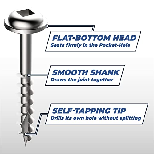 Kreg Zinc Pocket-Hole Screws - SML-C125-100, 100 Count, 1-1/4 Inch