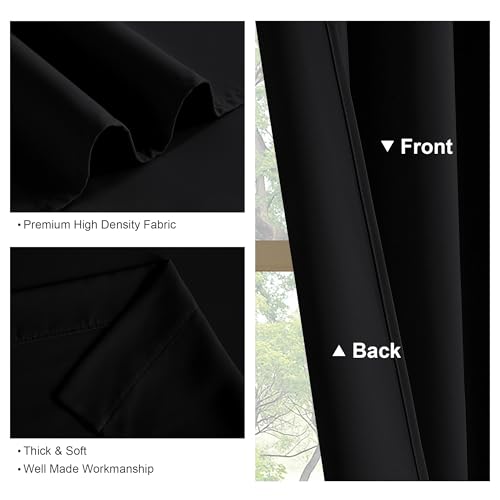 PONY DANCE Black Kitchen Curtains Over Sink 24 inch Long for Small Windows - color: Black, size: 29"W x 24"L (Pack of 2)