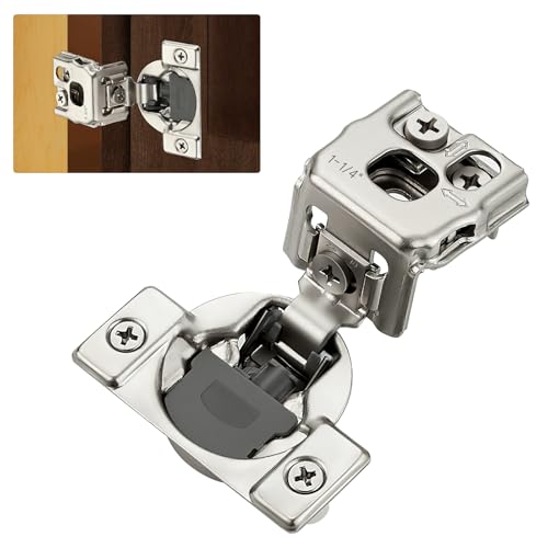 Satin Nickel Cabinet Hinges 1-1/2 Inch Overlay 10 Pack(5 Pairs) | Stainless Steel Build, Soft Close Concealed Hinge, 3D Self-Closing Adjustment, Face Frame Door Fit, Kitchen Cabinets - size: 1-1/4 inch Overlay